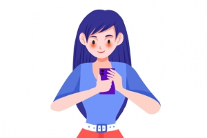 爱玩手机的少女元素