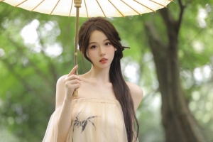 漂亮古风美女 伞 森林 护眼 4K壁纸3840*2560