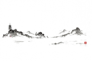 素雅中国风山水墨画免抠素材