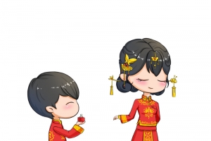 喜服求婚卡通小人