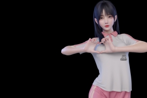 3d美女 爱心手势 麻匪2340x1080动漫壁纸