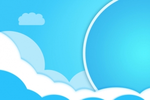 卡通春天几何渐变白云圆圈蓝banner