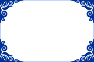 中国风青花瓷矢量海报边框透明png