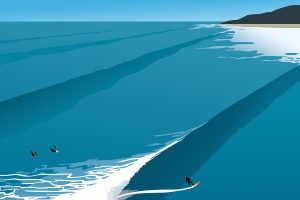 夏天在海上冲浪