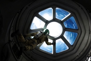 宇航员 舷窗 太空 航天器 失重 重力 4k壁纸 3840x2160