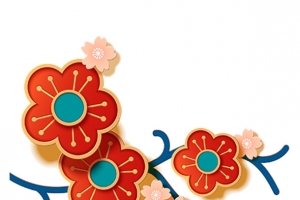 红色梅花微立体花纹免抠元素