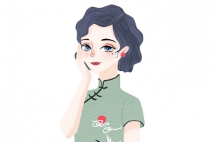 古风 民国女子 旗袍插画 国潮手绘 服装
