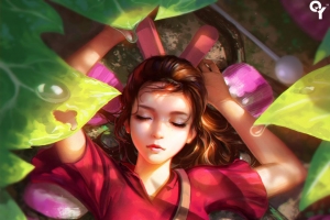 借东西的小人阿莉埃蒂 红色裙子小女孩手机壁纸