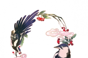 喜鹊 七夕 情人节 元素