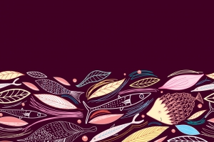 红色插画鱼背景图