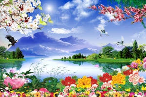 山水风景画背景素材