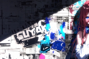 报纸墙 中野三玖 3440x1440带鱼屏动漫壁纸