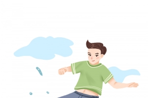 手绘夏季水上运动冲浪插画