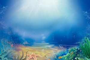 梦幻海底世界手绘展板背景素材
