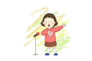 手绘儿童唱歌演讲图案