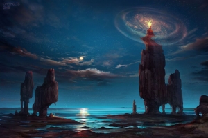 火焰 岩石 幻想 魔法 艺术 4k壁纸 3840x2160