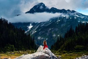 听山,女人,山,自然风景图片