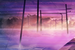 车站 女生 夜空 唯美意境3440x1440壁纸
