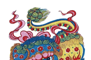 狮子滚绣球年画