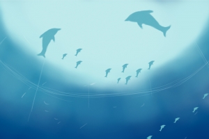 蓝色手绘世界海洋日公益海报