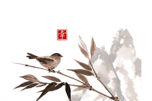 中国  古风  山水画   水墨画