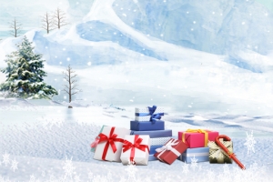 圣诞节礼盒雪人卡通banner