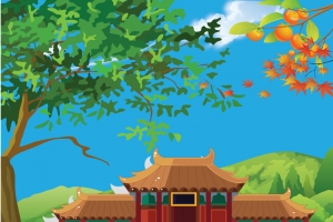 日本建筑风格寺庙背景