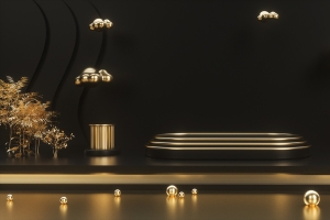 C4D，黑金，舞台，高端