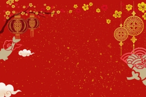 元旦春节灯笼中国结舞狮