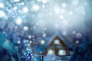 梦幻蓝色渐变雪景光效