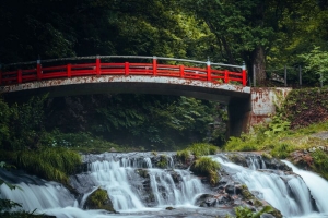 桥梁 瀑布 森林 草地 树木 4k壁纸 3840x2160