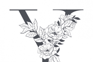 素雅花枝字母Y