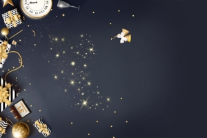 双旦黑色金色偏平淘宝星空banner