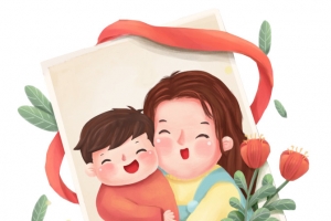 母亲节母子插画照片