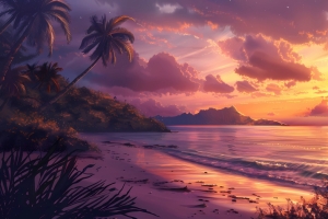 海边 夕阳 海水 沙滩 风景 4k壁纸 3840*2160