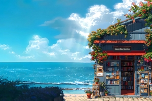 海边书店风景 4K壁纸 3840x2400