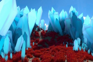 水晶 山谷 草地 3d 蓝色 4k壁纸 3840x2160