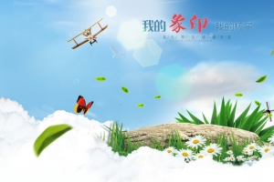 天空花卉合成背景
