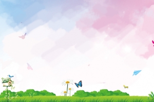 清新草地天空背景素材