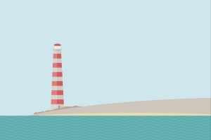 大自然壁纸 高清壁纸 灯塔 海洋 波浪 背景 海滩 极简主义 简约设计4k壁纸