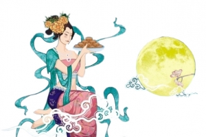 仙女端月饼八月十五中秋节月儿圆