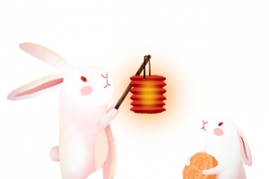 挑着灯笼的兔子