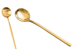 金色咖啡勺子高清PNG透明免扣设计素材免费下载