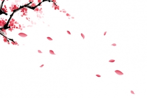 水墨桃花花瓣漂浮素材