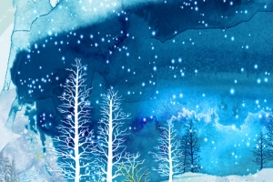 立冬文艺小清新雪松蓝色banner