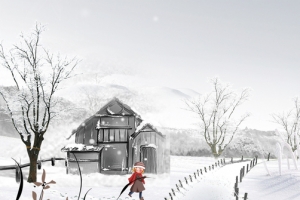 雪花文艺小清新雪地户外banner