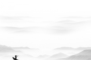 写意人物泼墨山水画