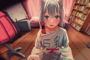  neko 女孩 游戏玩家 动漫 艺术 4k壁纸 3840x2160