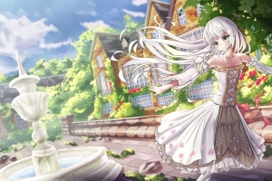 3840x2160 女孩 连衣裙 一瞥 动漫 艺术壁纸 背景