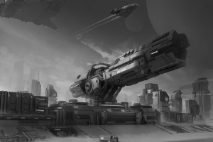 宇宙飞船 幻想 科幻 艺术 黑白 4k壁纸 3840x2160